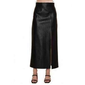 NEW FORE COLLECTION faux leather midi skirt in black